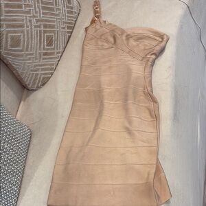 Elegant Tan Dress Herve Leger Small